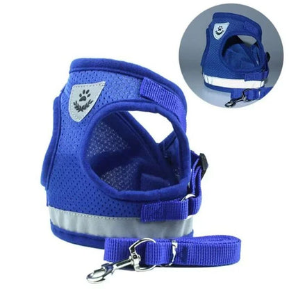 Adjustable Mesh Vest Harness And Leash Set For Dogs And Cats