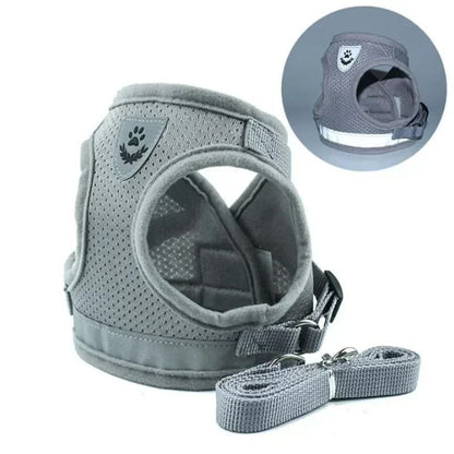 Adjustable Mesh Vest Harness And Leash Set For Dogs And Cats
