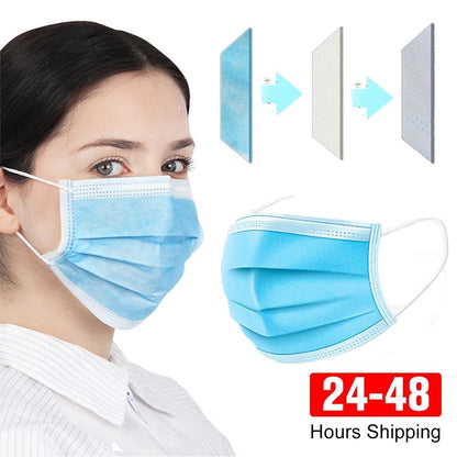 3 Layer Disposable Black Face Mask with Earloops