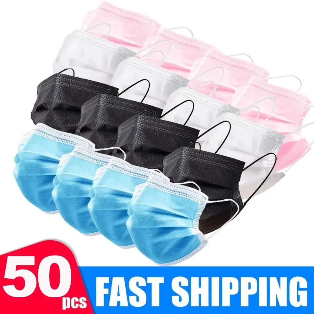 3 Layer Disposable Black Face Mask with Earloops