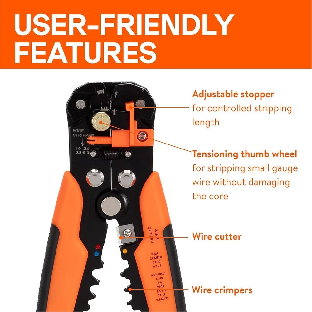 Automatic 5 in 1 Wire Stripper Cutter Crimping Multitool