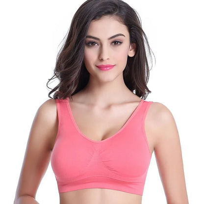 Women Sport Yoga Bra Running Vest Padded Gym Crop Top Fitness Brassiere