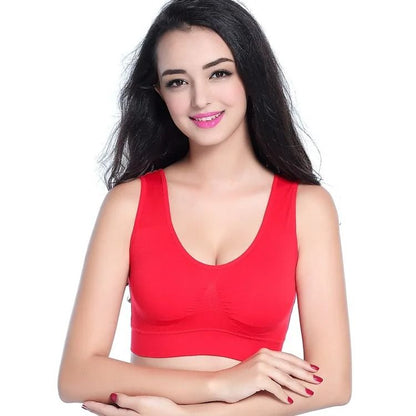 Women Sport Yoga Bra Running Vest Padded Gym Crop Top Fitness Brassiere