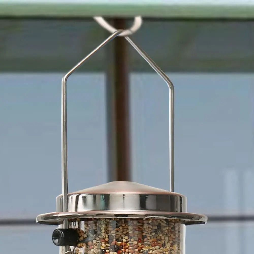 Automatic Waterproof Metal Bird Feeder with Transparent Food Dispenser Bowl