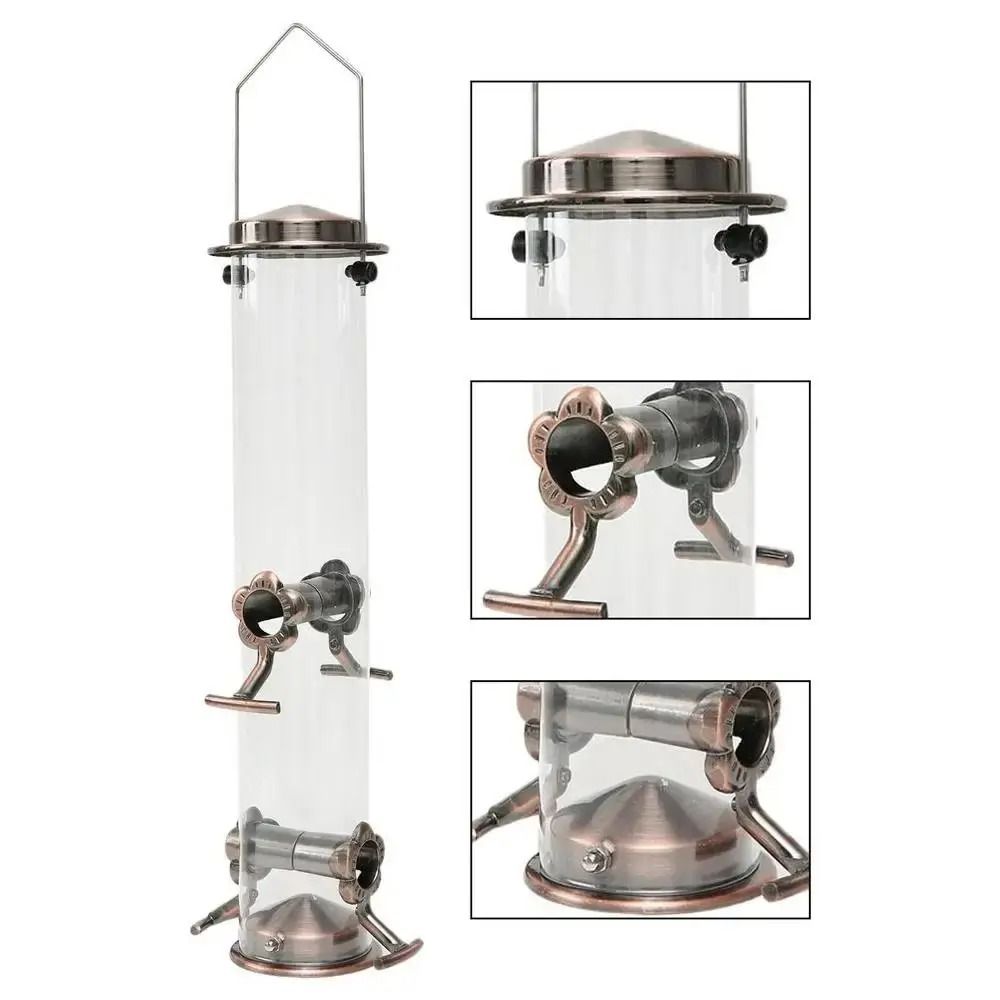Automatic Waterproof Metal Bird Feeder with Transparent Food Dispenser Bowl