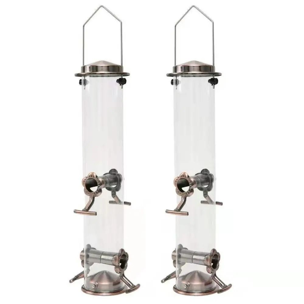 Automatic Waterproof Metal Bird Feeder with Transparent Food Dispenser Bowl