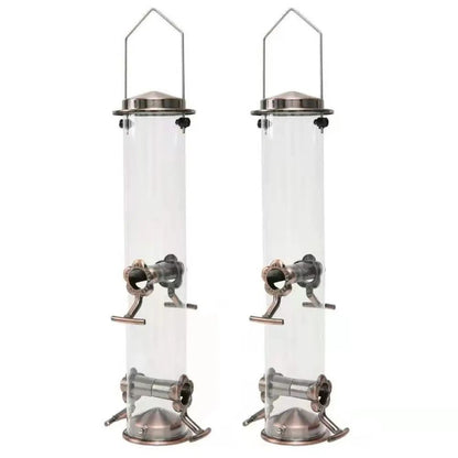 Automatic Waterproof Metal Bird Feeder with Transparent Food Dispenser Bowl