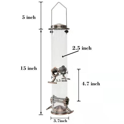 Automatic Waterproof Metal Bird Feeder with Transparent Food Dispenser Bowl