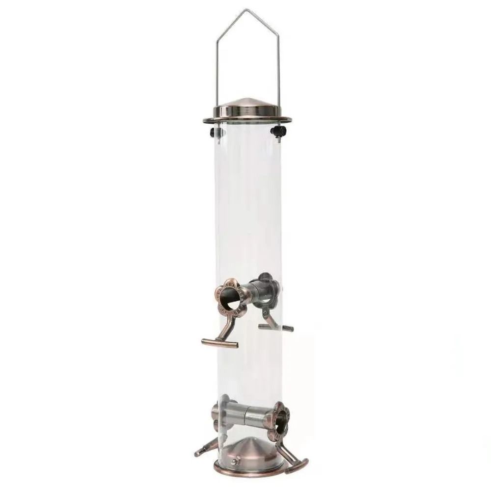 Automatic Waterproof Metal Bird Feeder with Transparent Food Dispenser Bowl