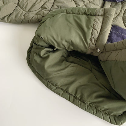 Winter Kids Jacket, Boys Denim Patchwork, Korean Style, Casual Cotton-Padded Children Clothes, Thickened Coat