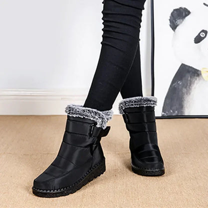 Waterproof Winter Boots for Women, Long Plush Faux Fur Snow Boots & Warm Cotton Platform Shoes for Stylish Winter Comfot