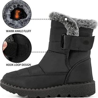 Waterproof Winter Boots for Women, Long Plush Faux Fur Snow Boots & Warm Cotton Platform Shoes for Stylish Winter Comfot