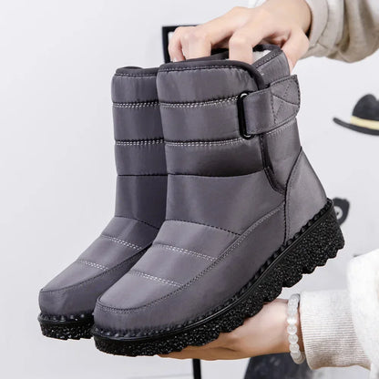 Waterproof Winter Boots for Women, Long Plush Faux Fur Snow Boots & Warm Cotton Platform Shoes for Stylish Winter Comfot