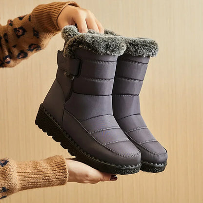 Waterproof Winter Boots for Women, Long Plush Faux Fur Snow Boots & Warm Cotton Platform Shoes for Stylish Winter Comfot