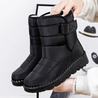 Waterproof Winter Boots for Women, Long Plush Faux Fur Snow Boots & Warm Cotton Platform Shoes for Stylish Winter Comfot