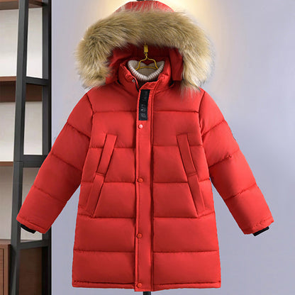 Boys Winter Jacket, Thicken Keep Warm Kids Coat, Fashion Zipper Hooded Jacket for Teenagers and Boys