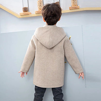 Winter Woolen Jacket For Boy, Fashion, Handsome Mid-Length Coat, Keep Warm Casual Children's Clothes