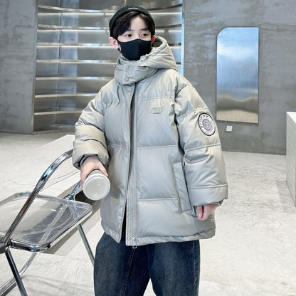 Stylish Boys Winter Jacket, Thickened Down Cotton Coat for Big and Tall Kids, Fashion Winter Outerwear