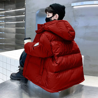 Stylish Boys Winter Jacket, Thickened Down Cotton Coat for Big and Tall Kids, Fashion Winter Outerwear