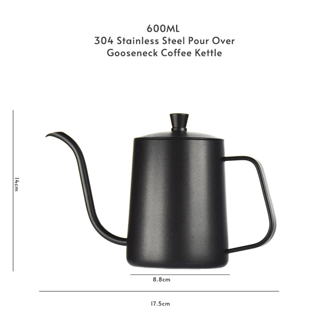 BrewMaster 600ml Stainless Steel Gooseneck Coffee Kettle for Barista Precision