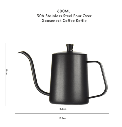 BrewMaster 600ml Stainless Steel Gooseneck Coffee Kettle for Barista Precision