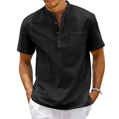 Mens Casual Linen Short Sleeve Shirt