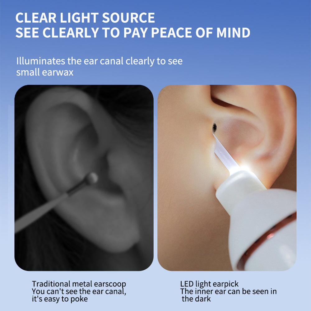 Painless Vacuum Ear Wax Pick Remover, Electric Ear Cleaner Cordless Luminous, Ear Cleaning Device for Kid Adult Health