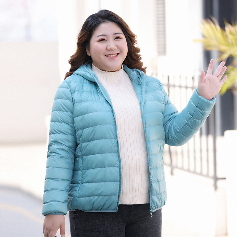Packable Fall Jacket for Women, Lightweight Water Resistant Hooded Down Coat, Warm Winter Jacket