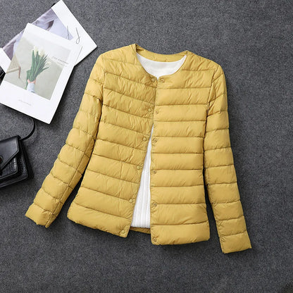 Women's Lightweight Down Jacket, Matt Fabric Windbreaker Parka, Warm Duck Down Coat