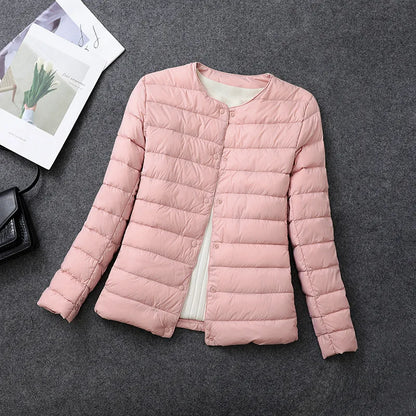 Women's Lightweight Down Jacket, Matt Fabric Windbreaker Parka, Warm Duck Down Coat
