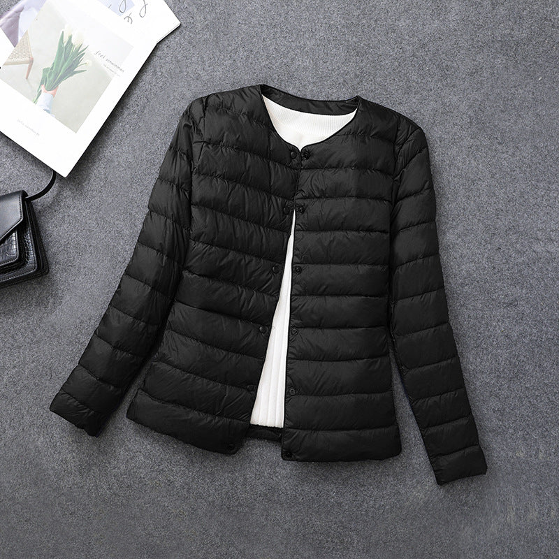Women's Lightweight Down Jacket, Matt Fabric Windbreaker Parka, Warm Duck Down Coat