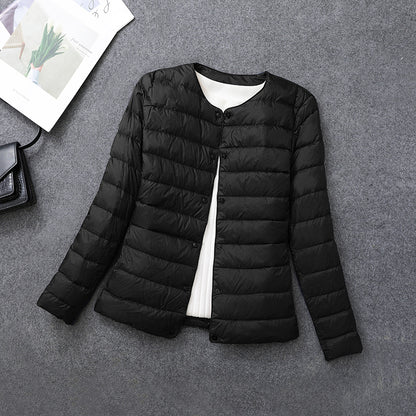 Women's Lightweight Down Jacket, Matt Fabric Windbreaker Parka, Warm Duck Down Coat