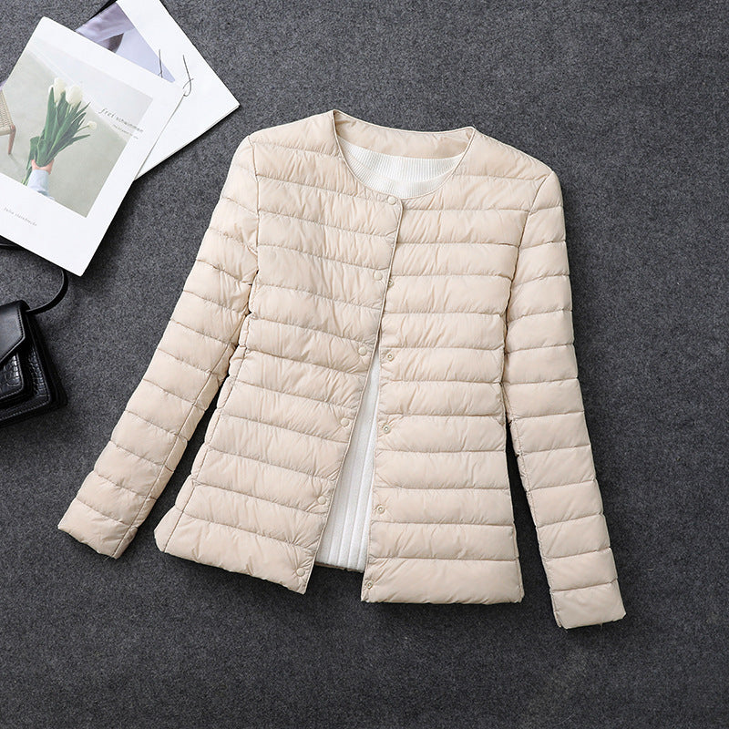 Women's Lightweight Down Jacket, Matt Fabric Windbreaker Parka, Warm Duck Down Coat