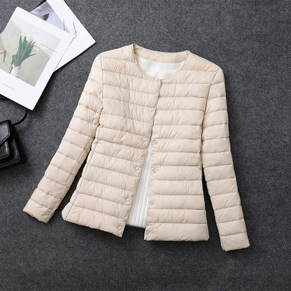 Women's Lightweight Down Jacket, Matt Fabric Windbreaker Parka, Warm Duck Down Coat