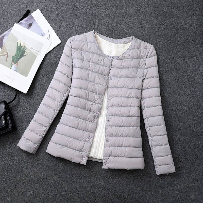 Women's Lightweight Down Jacket, Matt Fabric Windbreaker Parka, Warm Duck Down Coat