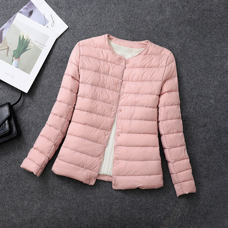 Women's Lightweight Down Jacket, Matt Fabric Windbreaker Parka, Warm Duck Down Coat