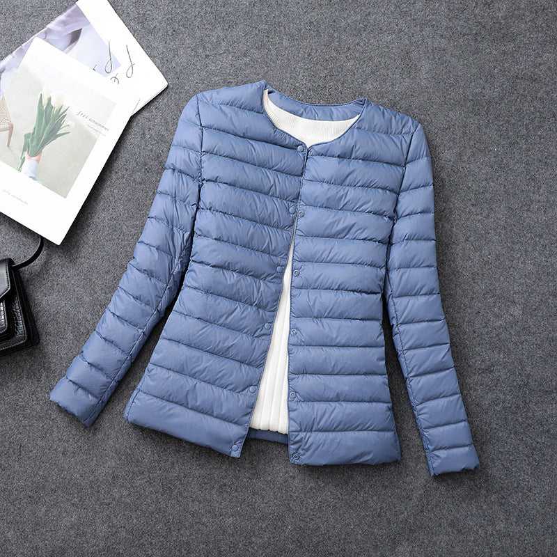 Women's Lightweight Down Jacket, Matt Fabric Windbreaker Parka, Warm Duck Down Coat