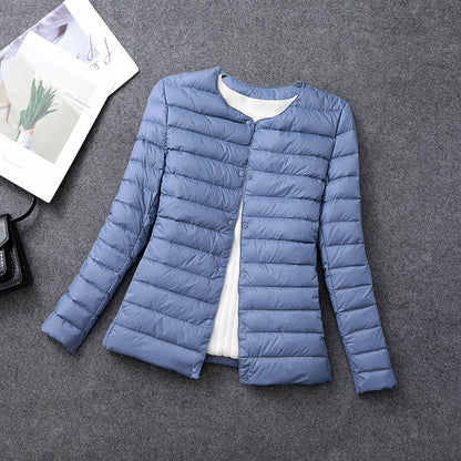 Women's Lightweight Down Jacket, Matt Fabric Windbreaker Parka, Warm Duck Down Coat