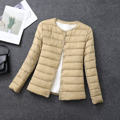 Women's Lightweight Down Jacket, Matt Fabric Windbreaker Parka, Warm Duck Down Coat