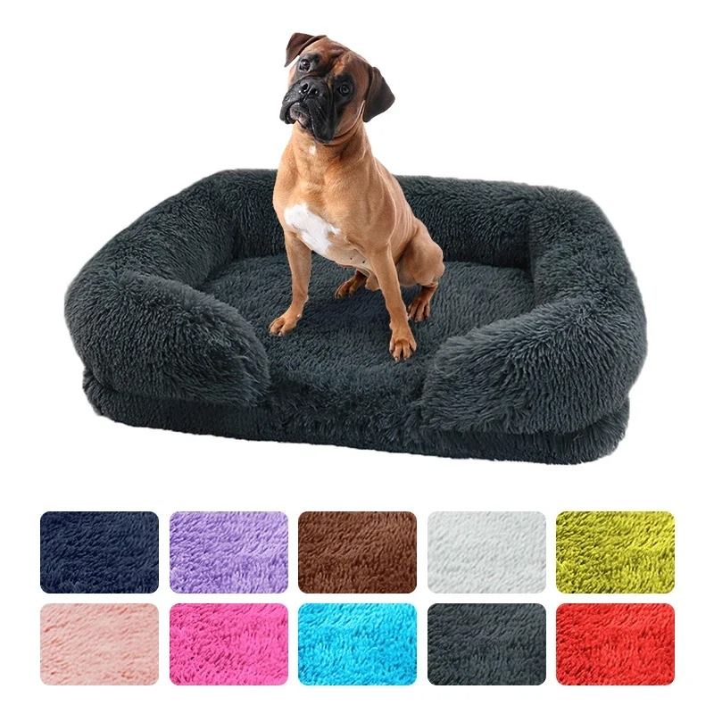 Large Dog Bed Plush Pet Bed Winter Thickened Pad with Removable Cushion