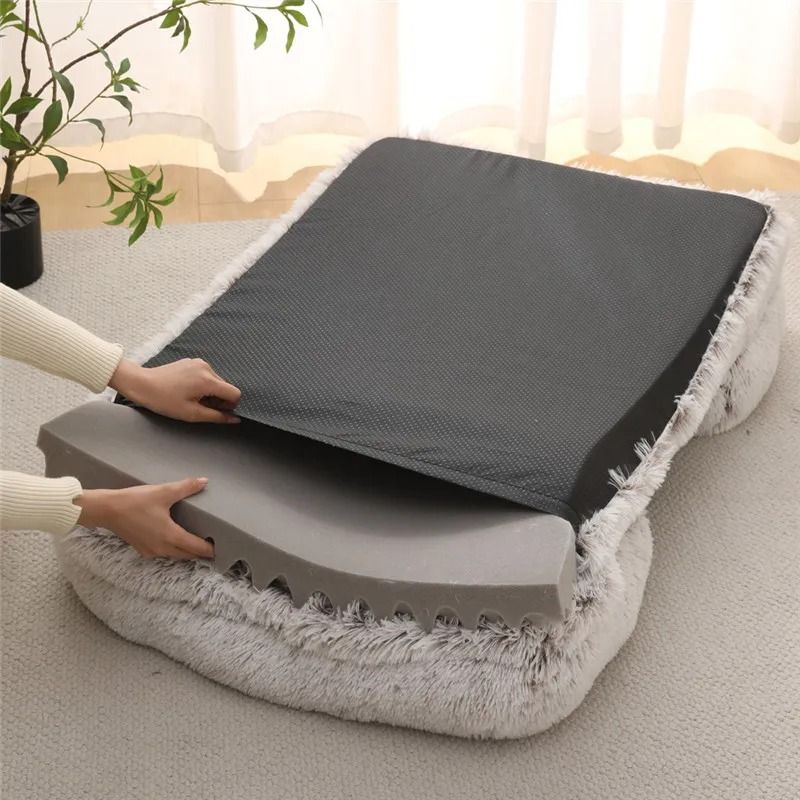 Large Dog Bed Plush Pet Bed Winter Thickened Pad with Removable Cushion
