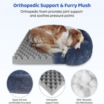 Large Dog Bed Plush Pet Bed Winter Thickened Pad with Removable Cushion