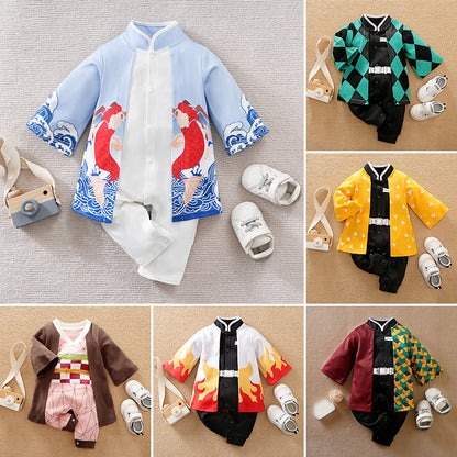 Cute Anime Cape Romper, Newborn Baby Bodysuit, Long Sleeve Cotton Outfit for Boys and Girls
