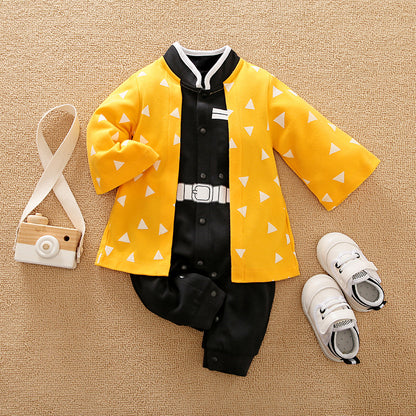 Cute Anime Cape Romper, Newborn Baby Bodysuit, Long Sleeve Cotton Outfit for Boys and Girls