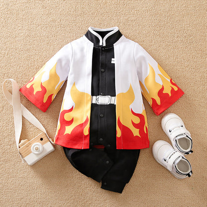 Cute Anime Cape Romper, Newborn Baby Bodysuit, Long Sleeve Cotton Outfit for Boys and Girls