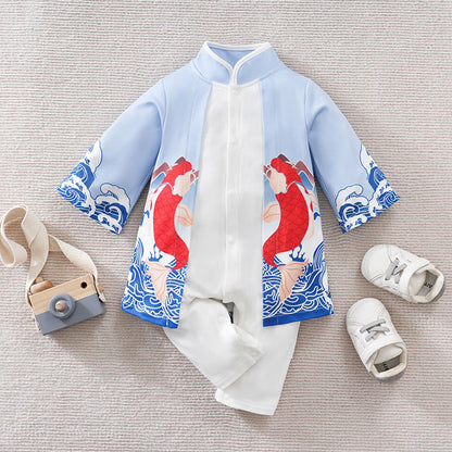 Cute Anime Cape Romper, Newborn Baby Bodysuit, Long Sleeve Cotton Outfit for Boys and Girls