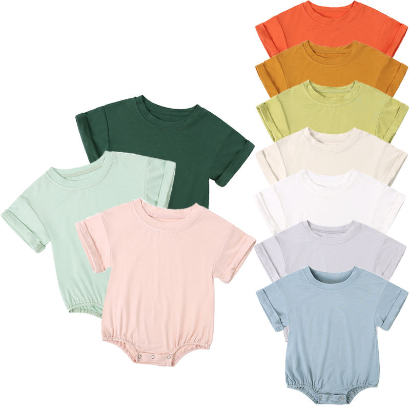 Baby Romper, Bamboo Fiber Jumpsuit, Casual Newborn Clothes for Boys and Girls, Short Sleeve Bodysuit