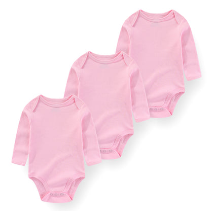 3 Pcs Newborn Bodysuit Set, 100% Cotton Soft Infant Onesies, Cartoon Long Sleeve Baby Boy Girl Clothes