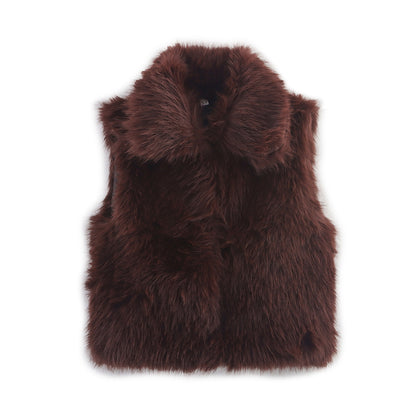 Women's Faux Fur Vest, Winter Street Style, Casual Outerwear Top for Cold Days