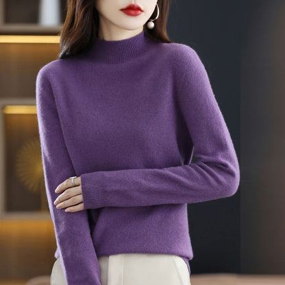 100 Percent Pure Wool Half Neck Pullover Autumn Winter Cashmere Sweater